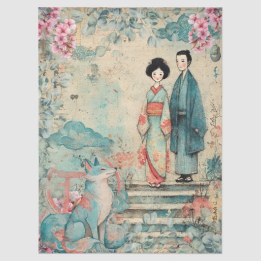 Japanisches Themed Decoupage Crafting Seidenpapier (Vorderseite)