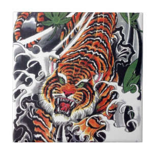 japanisches Tiger- und Ahorndesign Fliese