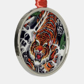 japanisches Tiger- und Ahorndesign Ornament Aus Metall (Rechts)