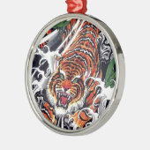 japanisches Tiger- und Ahorndesign Ornament Aus Metall (Links)