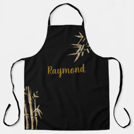 japanisches Tintendruck Schwarz und Gold Bambusdes Schürze