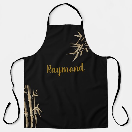 japanisches Tintendruck Schwarz und Gold Bambusdes Schürze (Vorderseite)