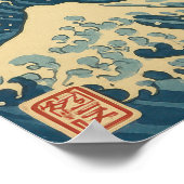 Japanisches Torii Tor und Fuji Berg mit Waves Poster (Ecke)