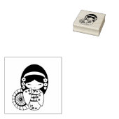 Japanisches Umbrella Geisha Girl in Kimono Color M Gummistempel (Stempel)