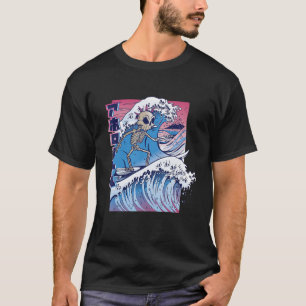 Japanisches Vaporwave Skelett Vintag Surf Board T-Shirt