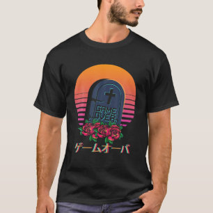 Japanisches Vaporwave-Spiel über Ästhetische Blume T-Shirt