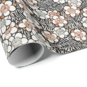 Japanisches Vintage-Blumenmuster Geschenkpapier (Rolleneckpunkt)