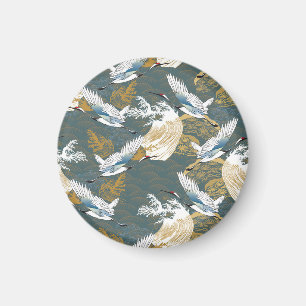 Japanisches Vintage-Kranich-Muster Magnet