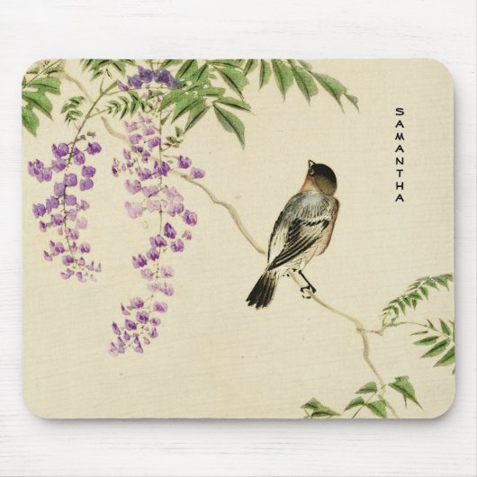 Japanisches Vintage-Lilienseeschwalben-Monogramm-M Mousepad (Vorne)