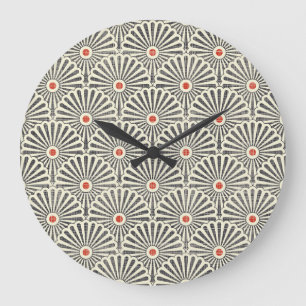 Japanisches Vintage-Muster, nahtlose Textur. Große Wanduhr