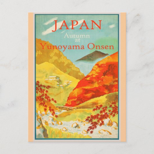 Japanisches Vintages Herbstplakat Postkarte (Vorderseite)