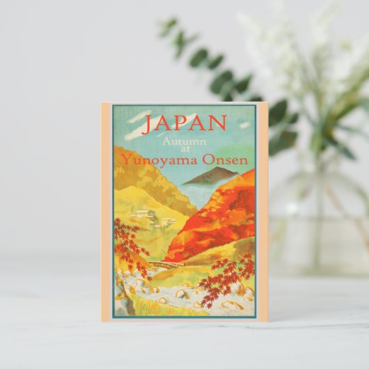 Japanisches Vintages Herbstplakat Postkarte (Stehend Vorderseite)