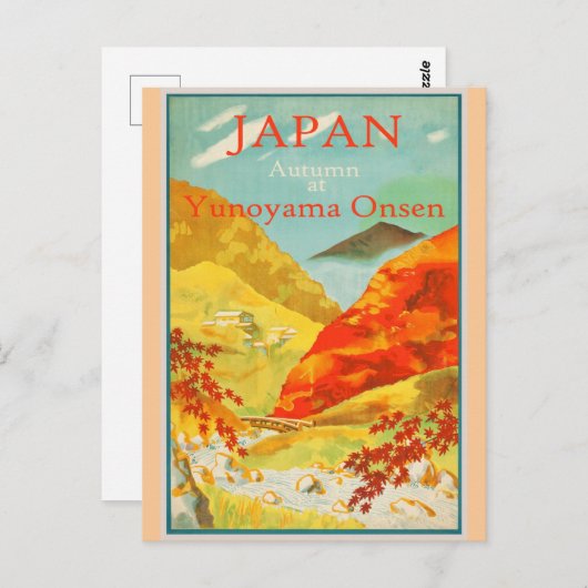 Japanisches Vintages Herbstplakat Postkarte (Vorne/Hinten)