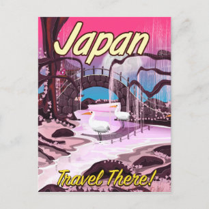 Japanisches Wassergarten-Reiseplakat Postkarte