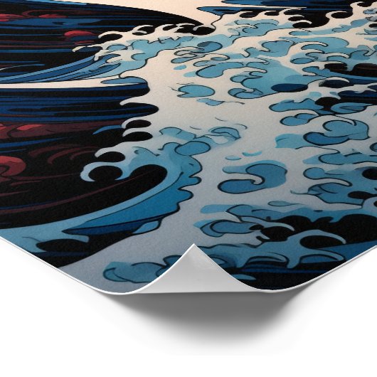 Japanisches Wave Art Poster - Serene Ocean Waves u (Ecke)