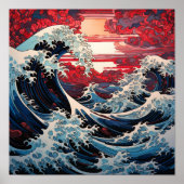 Japanisches Wave Art Poster - Serene Ocean Waves u (Vorne)