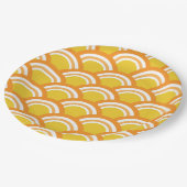 japanisches Wave Seigaiha Yellow Orange Muster Pappteller (Schrägansicht)