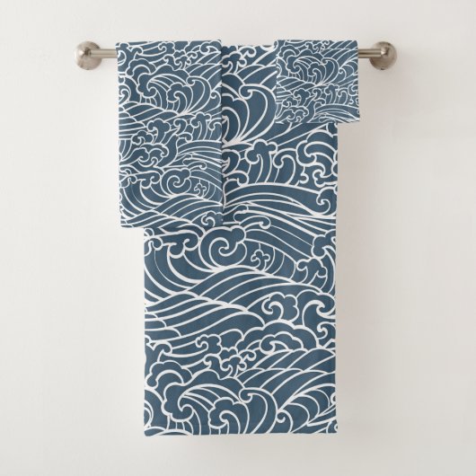japanisches Wave Style-Muster Badhandtuch Set (Insitu)