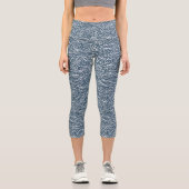 japanisches Wave Style-Muster Capri Leggings (Vorderseite)