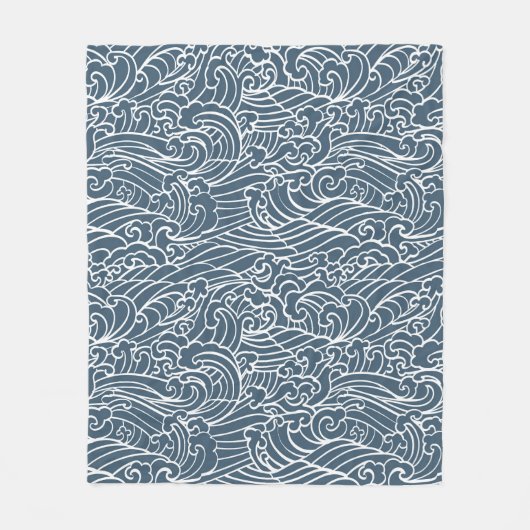 japanisches Wave Style-Muster Fleecedecke (Vorderseite)