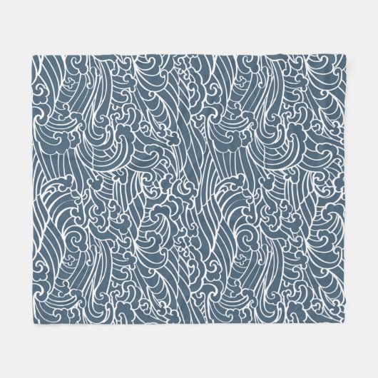 japanisches Wave Style-Muster Fleecedecke (Vorderseite (Horizontal))
