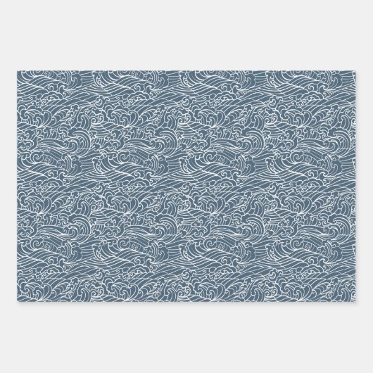 japanisches Wave Style-Muster Geschenkpapier Set (Vorderseite 3)