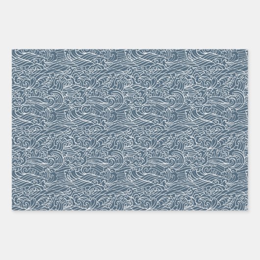 japanisches Wave Style-Muster Geschenkpapier Set (Vorderseite)