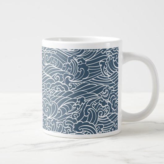 japanisches Wave Style-Muster Jumbo-Tasse (Rechts)