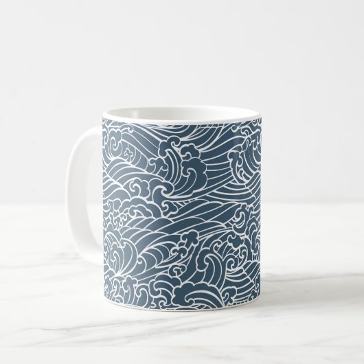 japanisches Wave Style-Muster Kaffeetasse (Vorderseite Links)