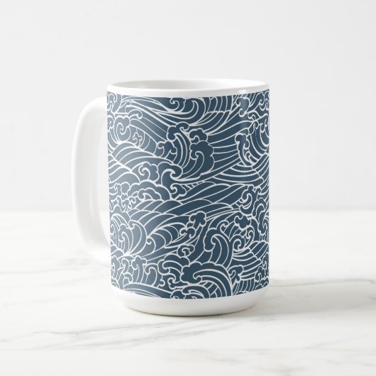 japanisches Wave Style-Muster Kaffeetasse (Vorderseite Links)