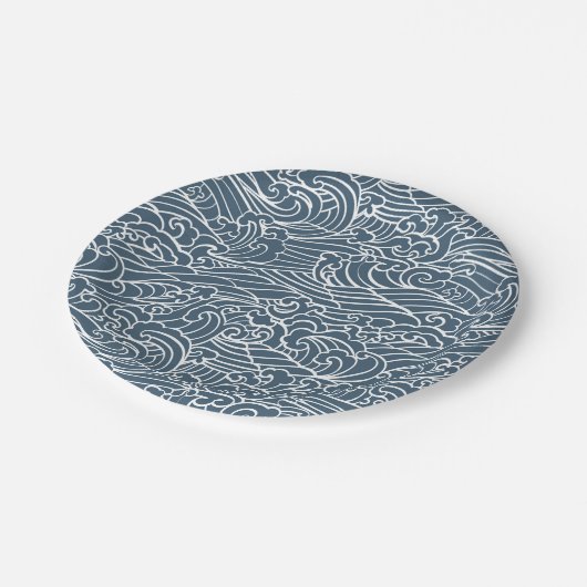 japanisches Wave Style-Muster Pappteller (Schrägansicht)