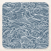 japanisches Wave Style-Muster Rechteckiger Pappuntersetzer (Vorderseite)