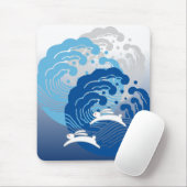 Japanisches Wave & Weißes Kaninchen Mousepad (Mit Mouse)
