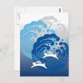 Japanisches Wave & Weißes Kaninchen Postkarte (Vorne/Hinten)