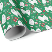 Japanisches Weihnachtshundepapier von Spitz Geschenkpapier (Rolleneckpunkt)