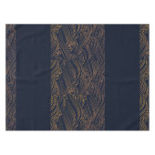 Japanisches Wellen-Muster-Marine-Blau und Gold Tischdecke (Vorderseite (Horizontal))