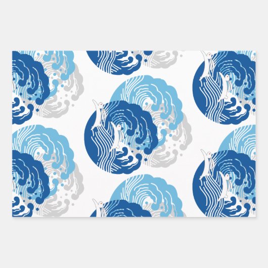 japanisches Wellendesign Geschenkpapier Set (Vorderseite 3)