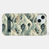 Japanisches Wellenmuster mit Monogramm iPhone Hülle (Rückseite (Horizontal))