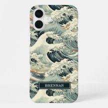 Japanisches Wellenmuster mit Monogramm