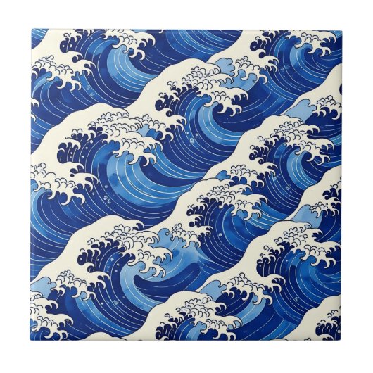 Japanisches Wellenmuster Ozean Fliese (Vorderseite)