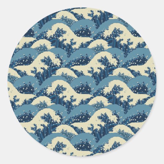 japanisches Wellenmuster Runder Aufkleber (Vorderseite)