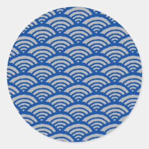 Japanisches Wellenmuster Runder Aufkleber