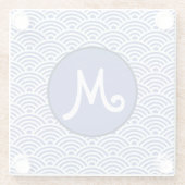 Japanisches Wellenmuster und Monogramm Glasuntersetzer (Rückseite)