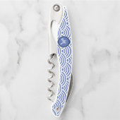 Japanisches Wellenmuster und Monogramm Kellnermesser (Vorderseite)