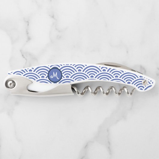 Japanisches Wellenmuster und Monogramm Kellnermesser (Vorderseite)