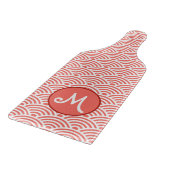 Japanisches Wellenmuster und Monogramm Schneidebrett (Ecke)