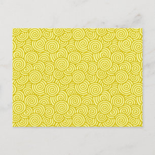 Japanisches wirbelloses Muster - Senf und hellgelb Postkarte