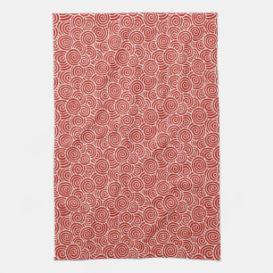 Japanisches wirbelloses Muster - tiefrot und weiß Geschirrtuch
