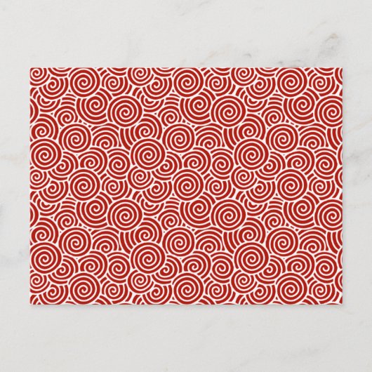 Japanisches wirbelloses Muster - tiefrot und weiß Postkarte (Vorderseite)