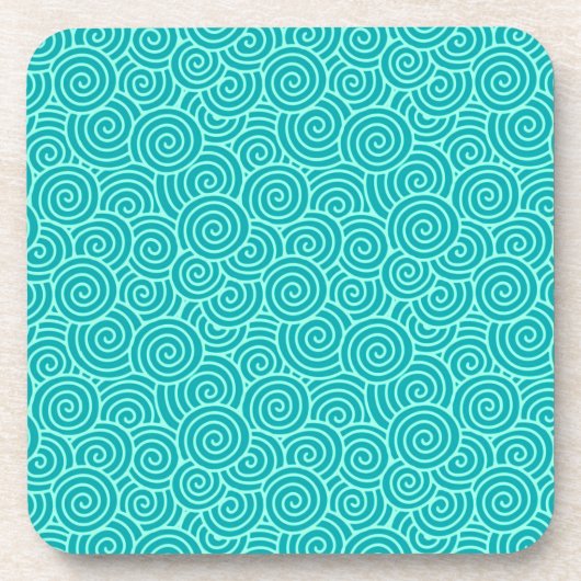 Japanisches wirbelloses Muster - Türkis und Aqua Untersetzer (Vorderseite)